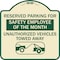 Signmission Reserved Parking for Safety Employee of the Month Unauthorized Vehicles Towed Away, TG-1818-23077 A-DES-TG-1818-23077 - alternate 1